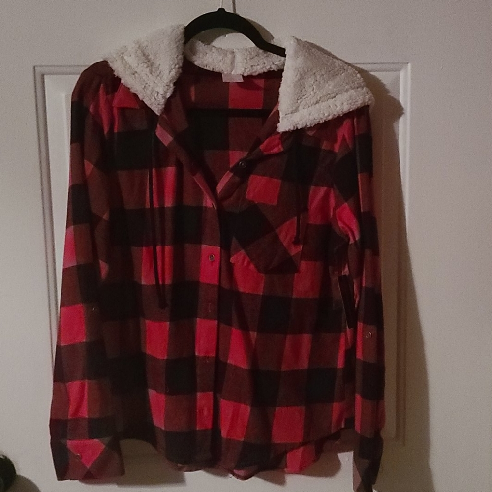 Buffalo check button up sweater